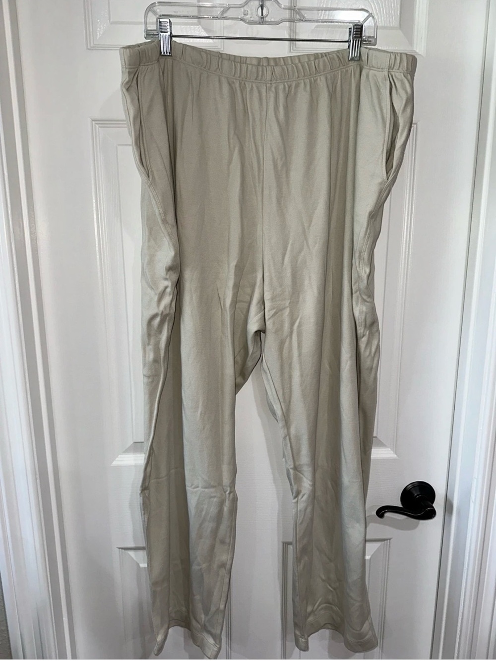 Lands' End 3X Petite Pull On Sport Knit Pant Elastic Waist Pockets Light Stone